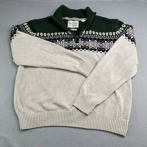 Original Weatherproof Vintage Mens Quarter Zip Snowflake Pullover Sweater Large